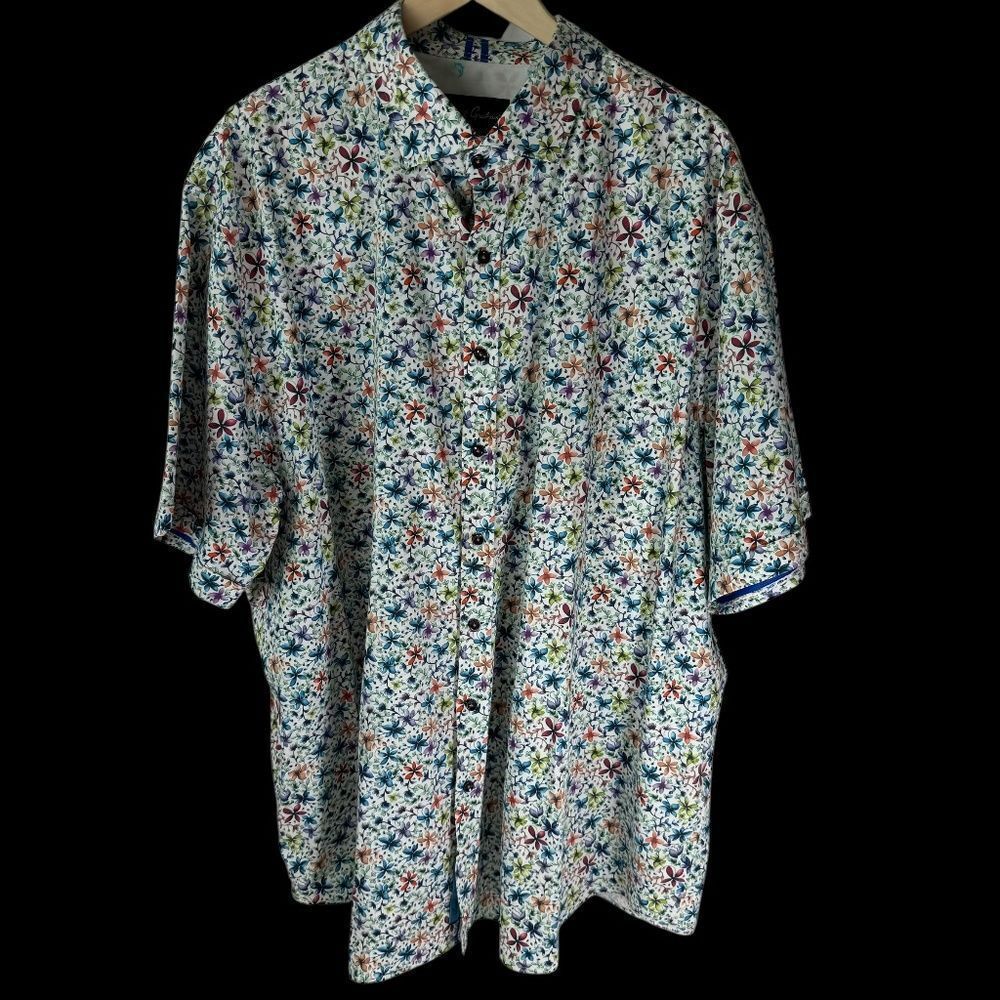 Robert Graham Modern Americana White‎ Bold Floral Short. Sleeve Shirt Sz 3XL